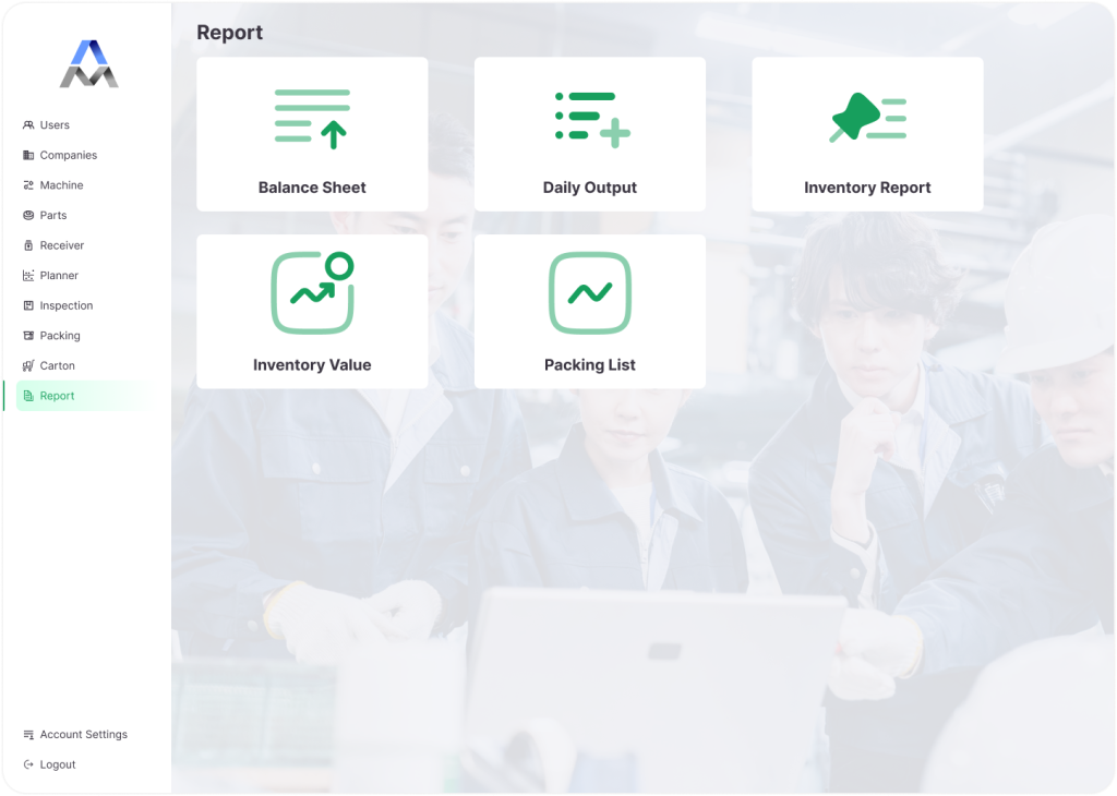 ADSM reporting interface with inventory and business report options