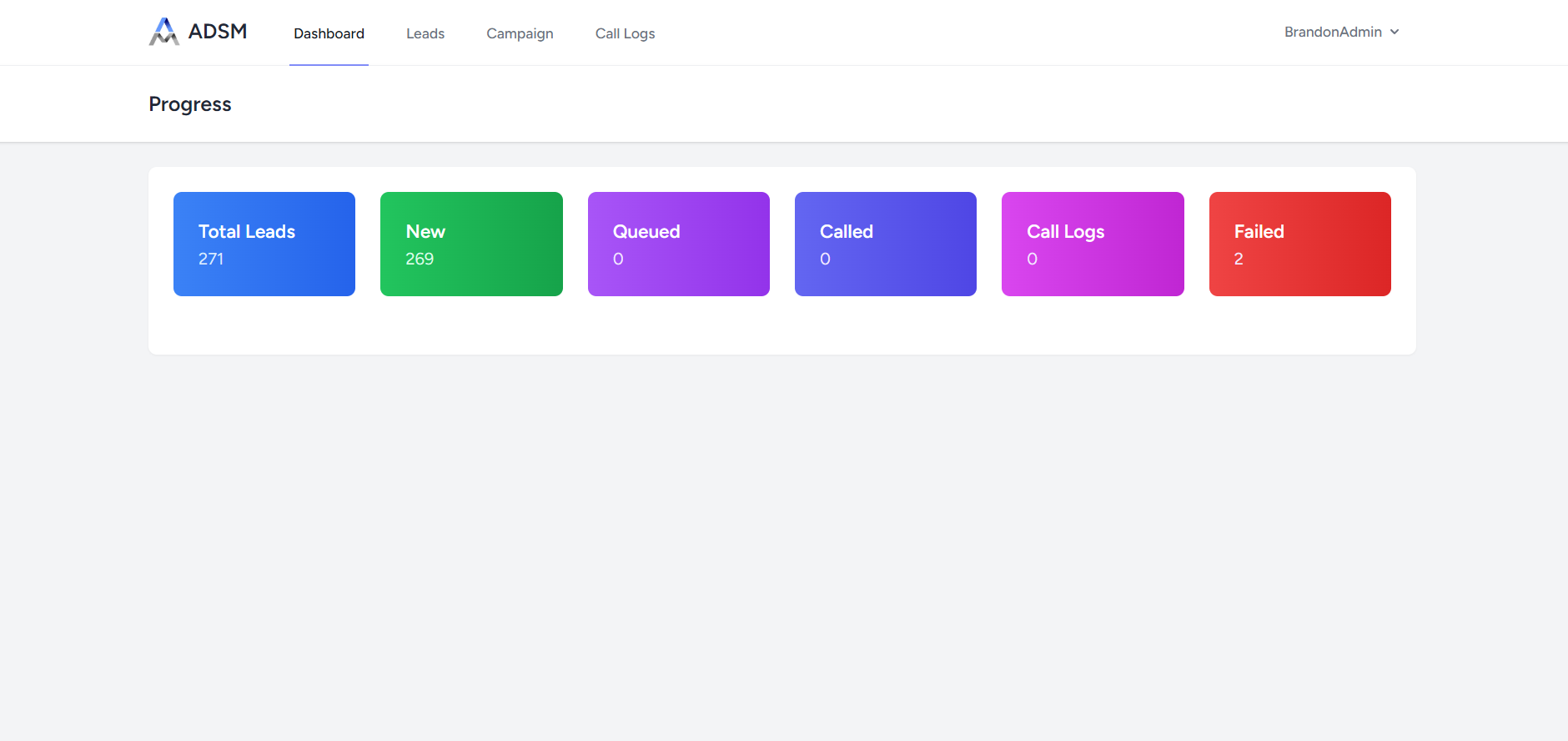 AI cold calling dashboard screenshot
