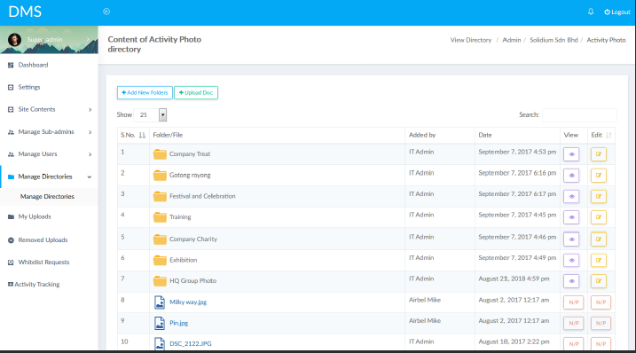 Document library dashboard