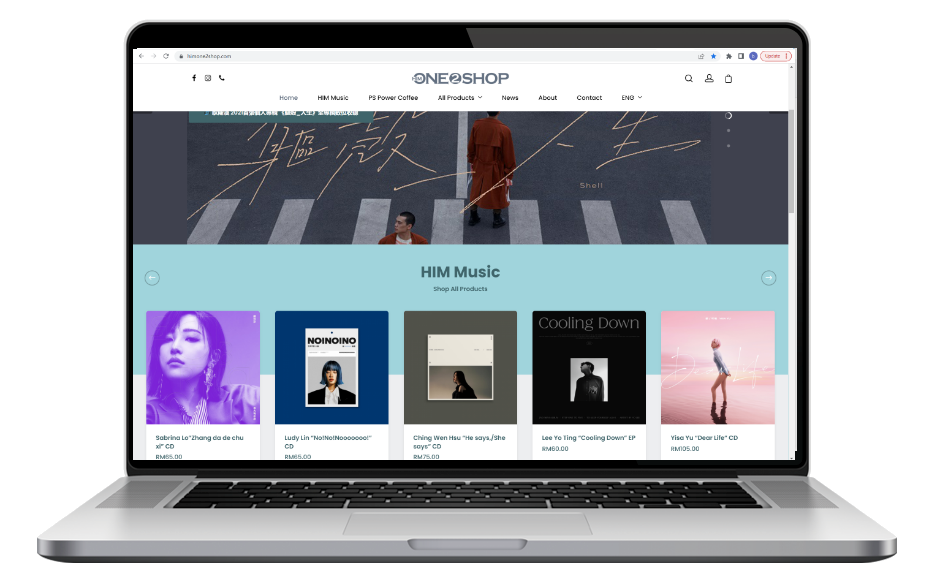 Ecommerce website storefront and product catalogue interface