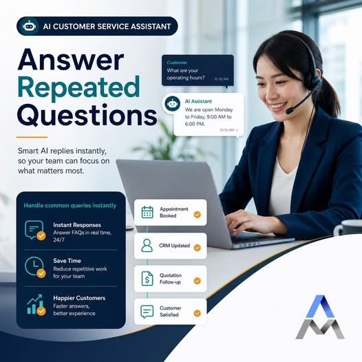 AI customer service assistant answering repeated questions