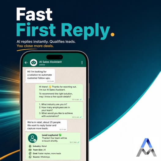 AI WhatsApp automation sends fast first replies