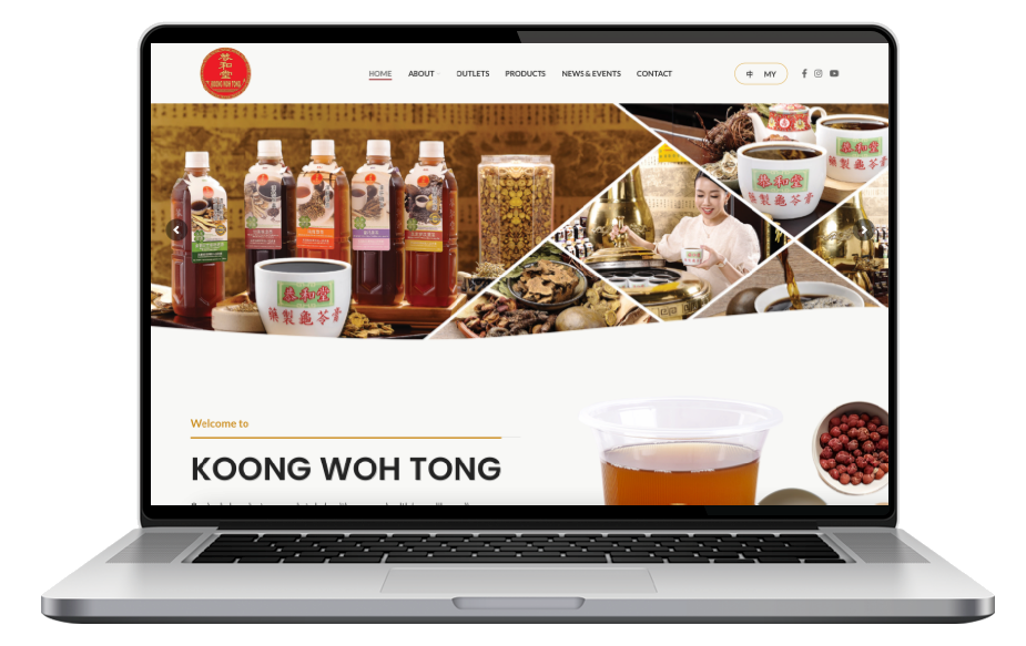 Koong Woh Tong website portfolio on laptop