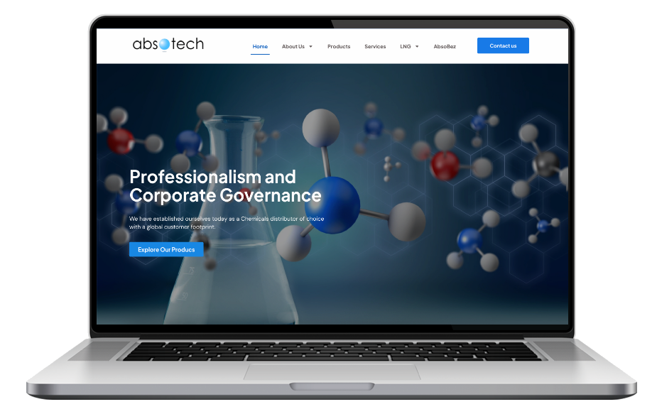 Corporate website portfolio on laptop